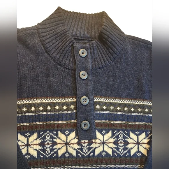 Method Navy Nordic Button-Up Sweater - Picture 5 of 10